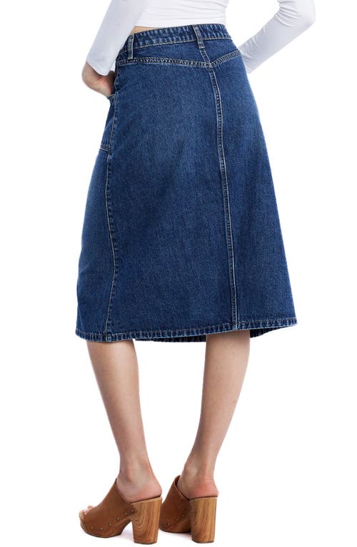 Wash Lab Denim Button Front A-line Denim Skirt In Deep Sea Blue