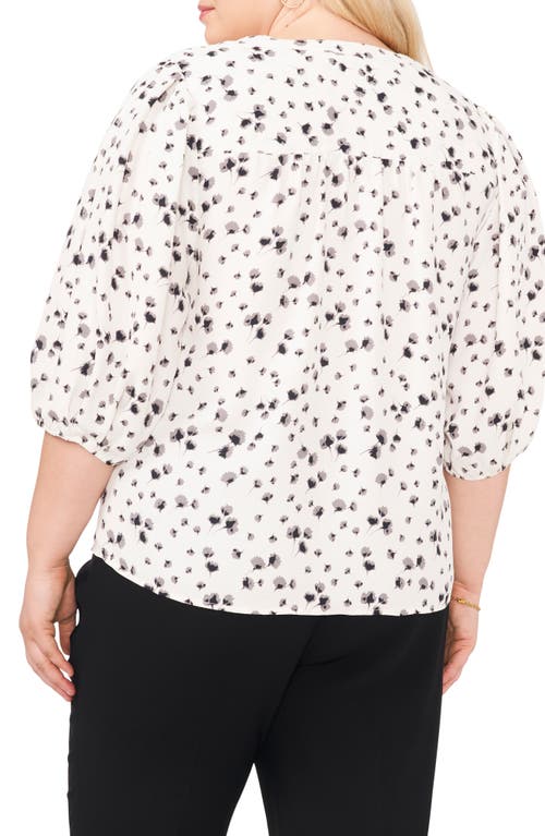 Shop Vince Camuto Floral Print Balloon Sleeve Top In New Ivory