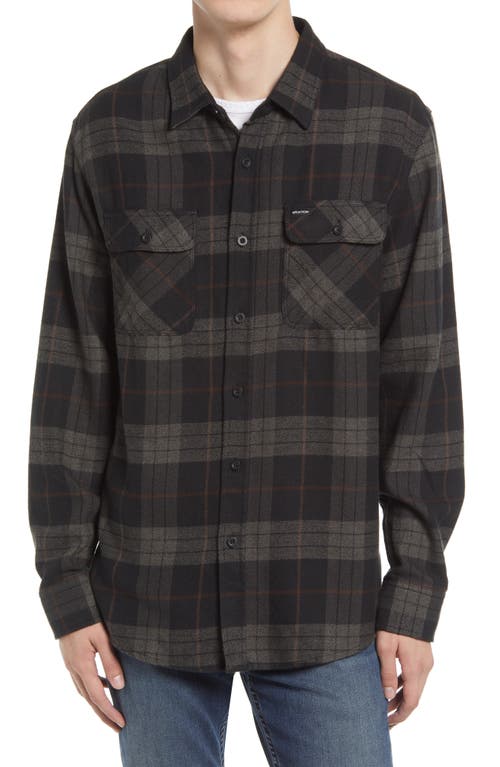 Bowery Slim Fit Plaid Flannel Button-Up Shirt in Black Checker