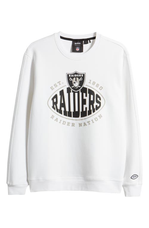 Shop Hugo Boss Boss X Nfl Crewneck Sweatshirt In Las Vegas Raiders White