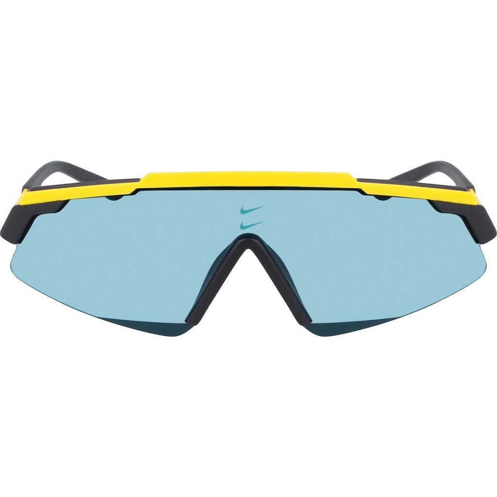 Nike Marquee 66mm Oversize Shield Sunglasses In Laser Orange/teal