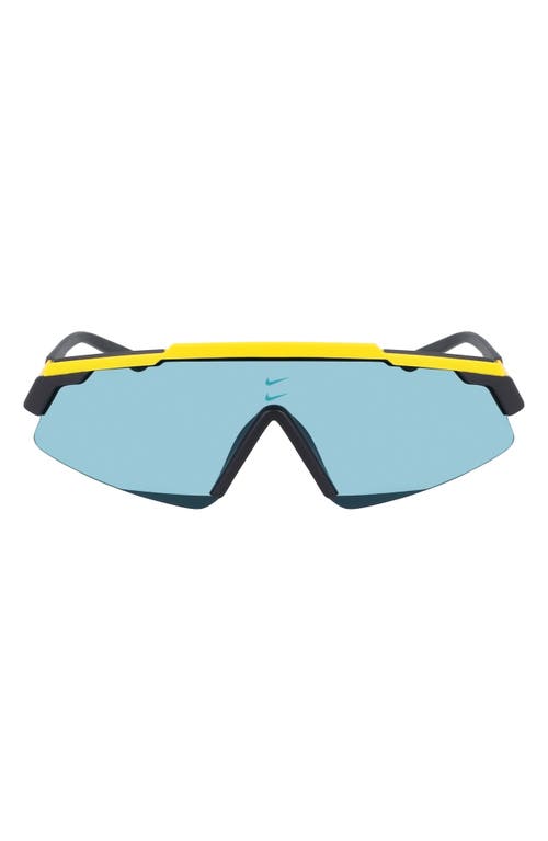 Shop Nike Marquee 66mm Oversize Shield Sunglasses In Laser Orange/teal