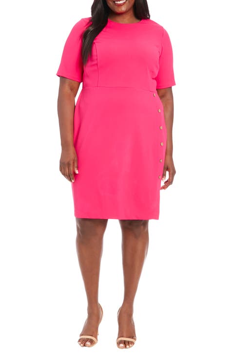 Short Sleeve Sheath Dress (Plus Size)