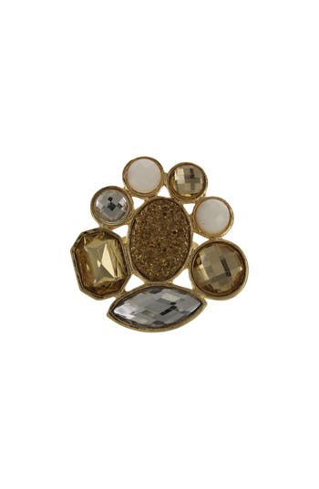 Shop Olivia Welles Circle Flower Drusy Ring In Gold/natural