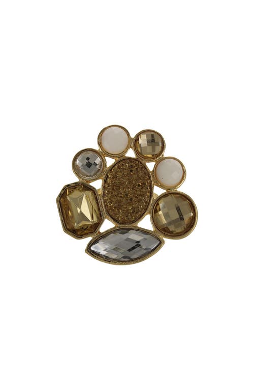 Shop Olivia Welles Circle Flower Drusy Ring In Gold/natural