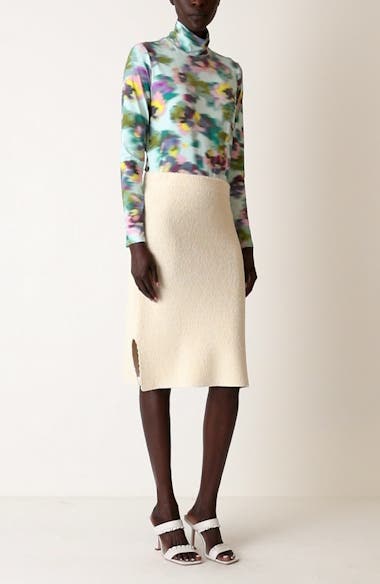 Rhinestone Trim Tweed-Effect Knit Skirt - Women - Ready-to-Wear