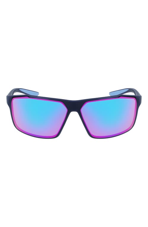 Nike Windstorm 65mm Mirrored Rectangular Sunglasses In Blue