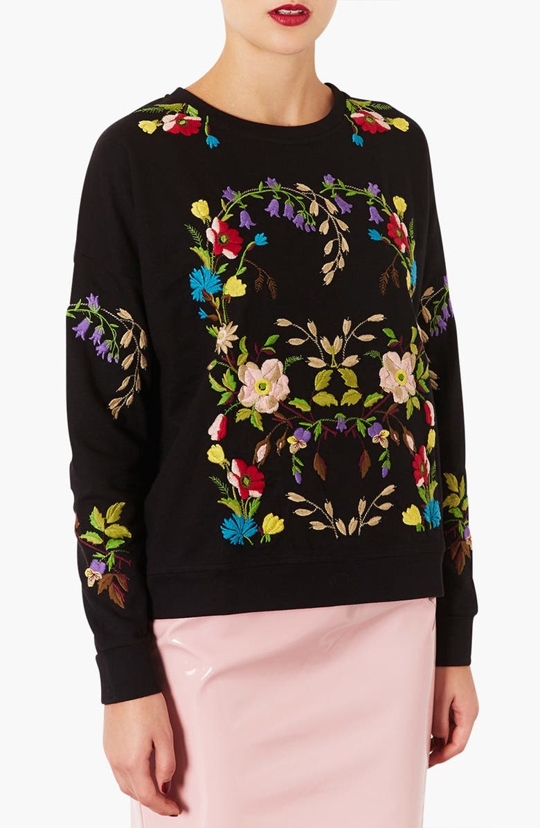 Topshop Embroidered Floral Sweatshirt | Nordstrom