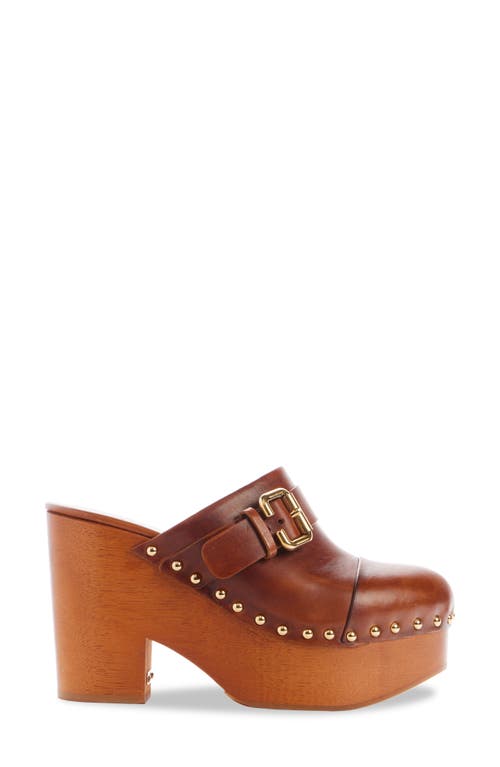 Chloé Jeanette Platform Clog In Ginger Brown