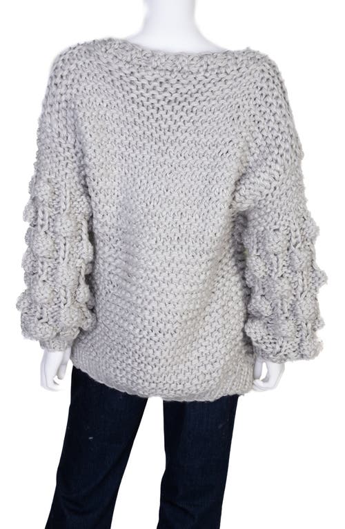 Saachi Pompom Knit Cardigan In Grey