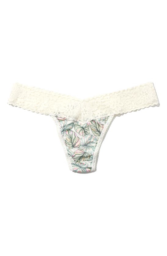 Hanky Panky Indigo Stripe Dreamease Low Rise Thong In Begonia Leaf
