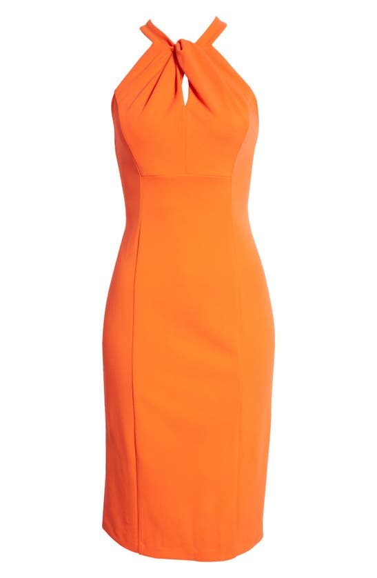 Julia Jordan Twist Neck Sheath Dress In Orange