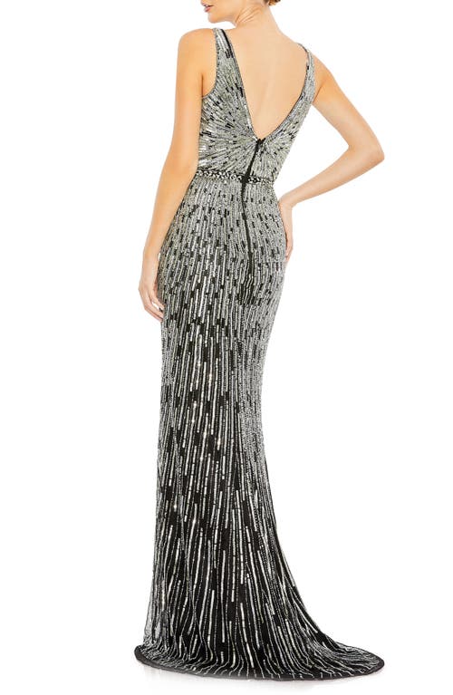 Shop Mac Duggal Sequin Starburst A-line Gown In Black Silver