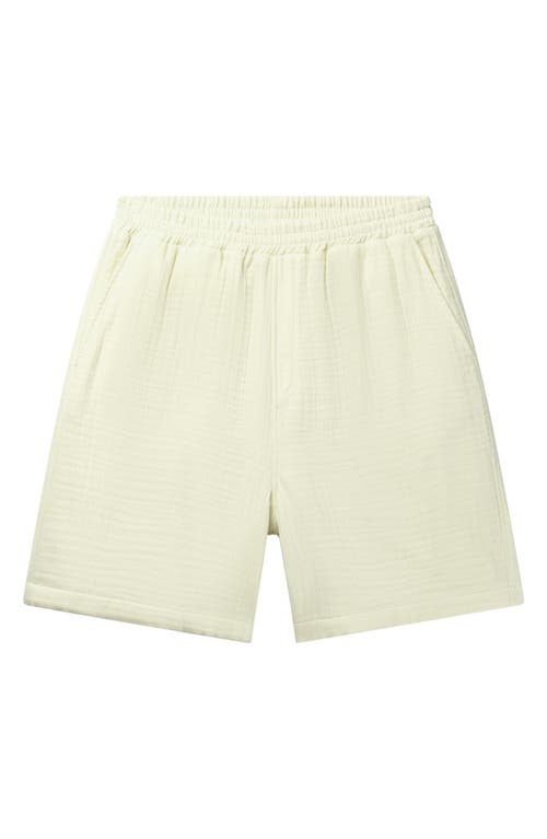 Enzi Cotton Seersucker Shorts in Icing Yellow