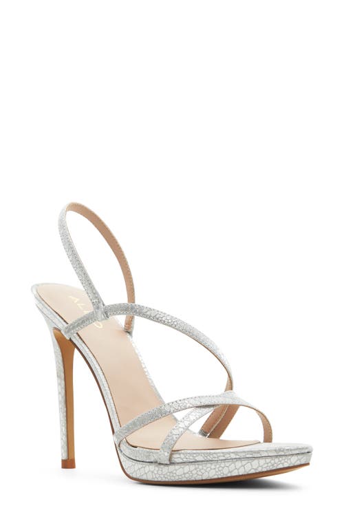 ALDO Resurge Snake Embossed Strappy Sandal Silver at Nordstrom,