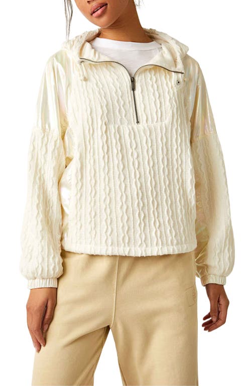 FP Movement by Free People Sweetest Textured Half Zip Hoodie Ivory at Nordstrom,