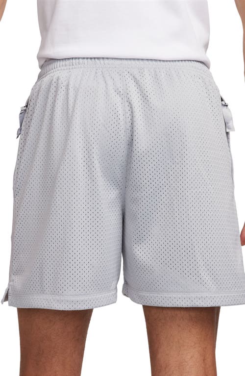 Shop Nike Solo Swoosh Mesh Athletic Shorts In Light Smoke Grey/white