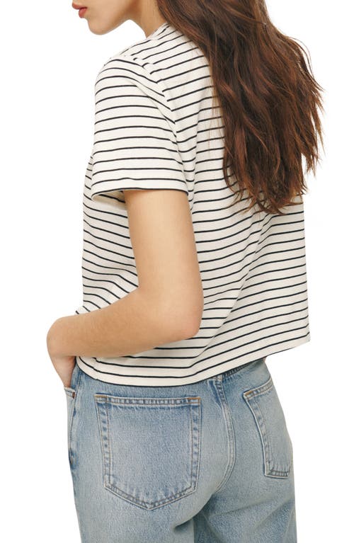 Shop Reformation Stripe Organic Cotton T-shirt In Black And White Stripe