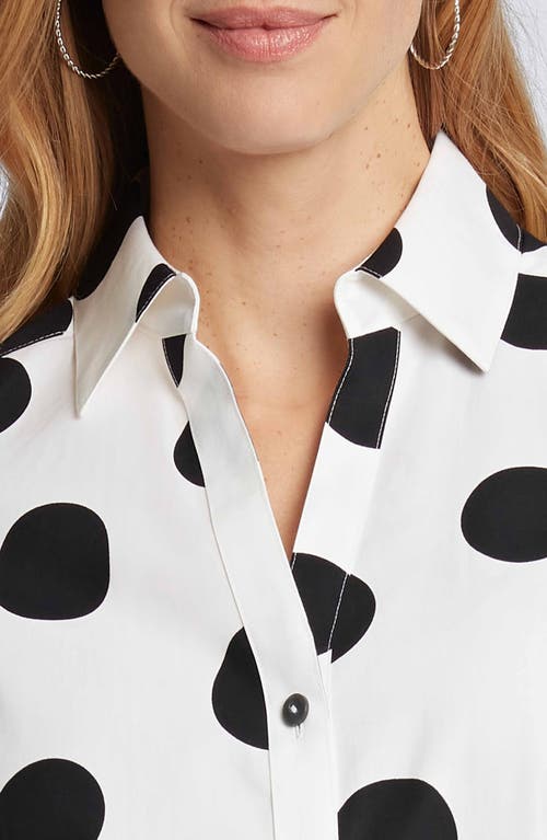 Shop Foxcroft Mary Dot Print Cotton Poplin Button-up Shirt In White/black