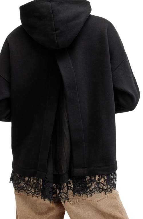 Shop Allsaints Lee Lace Edge Hoodie In Black