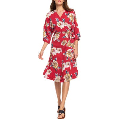 Roxy Privy Places Floral Wrap Dress, Red