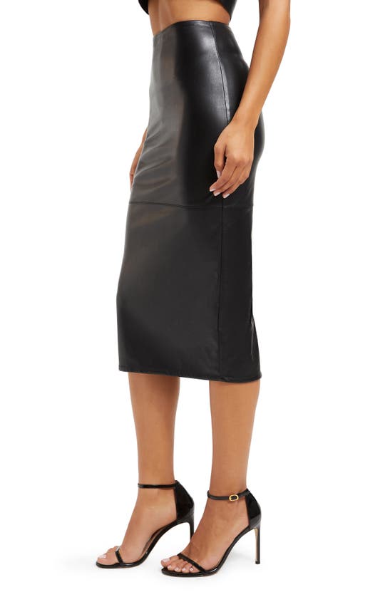Good American Better Than Faux Leather Midi Pencil Skirt In Black001