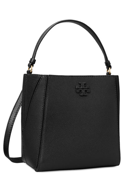 Shop Tory Burch Small Mcgraw Leather Bucket Bag In Black