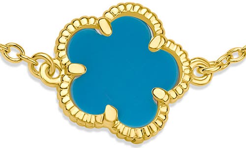 Cz By Kenneth Jay Lane Cz & Faux Turquoise Clover Bracelet In Turquoise/gold