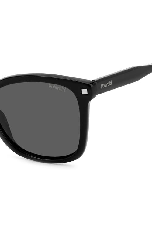 Polaroid 53mm Polarized Square Sunglasses In Black/gray Polar