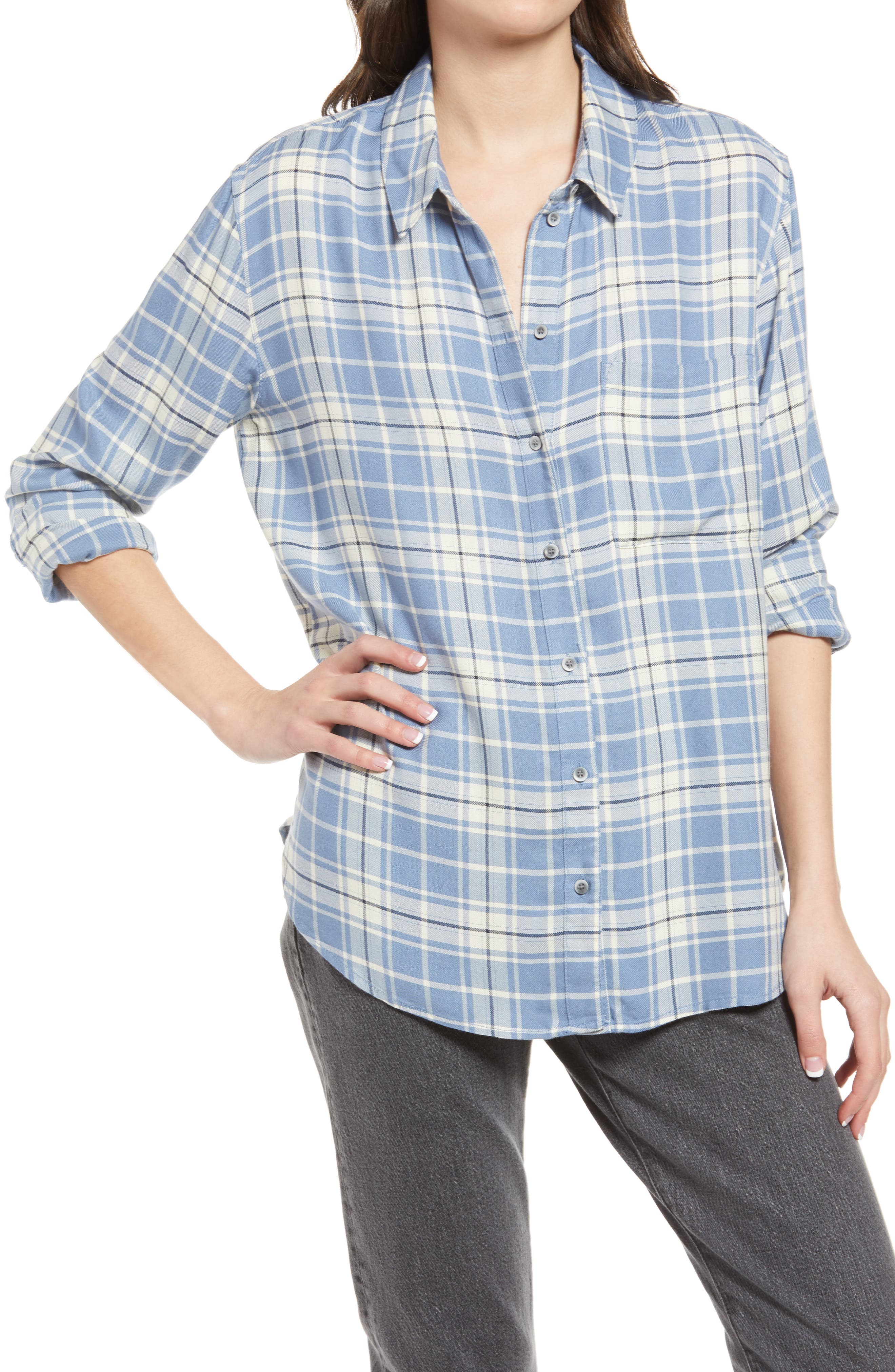 long plaid boyfriend shirt