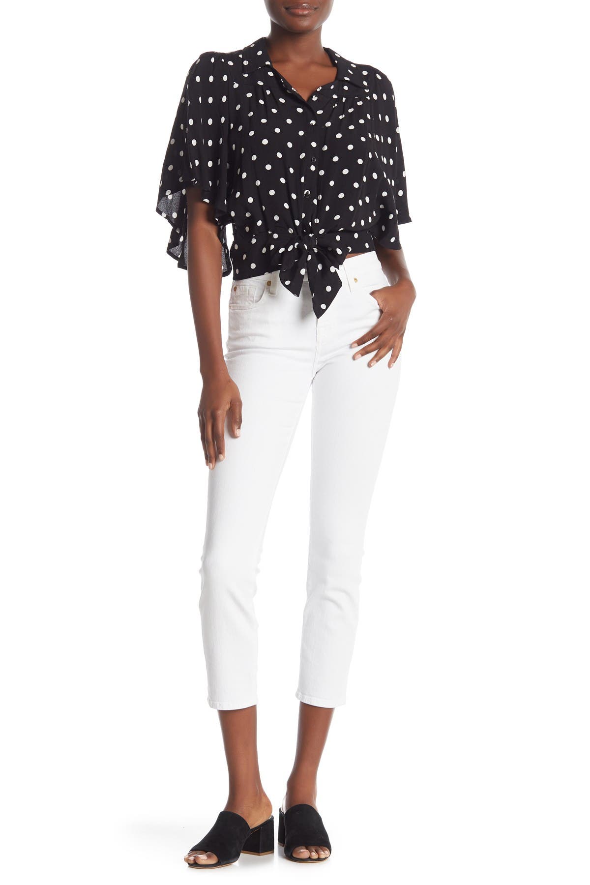 7 For All Mankind Kimmie Squiggle Cropped Jeans In White Twill