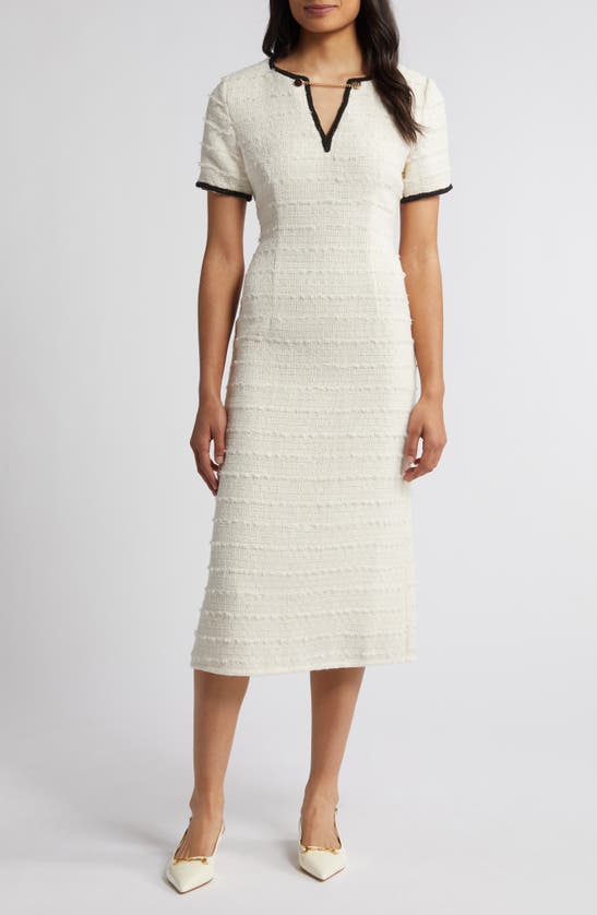 Shop Zoe And Claire Tweed Midi Dress In Ivory