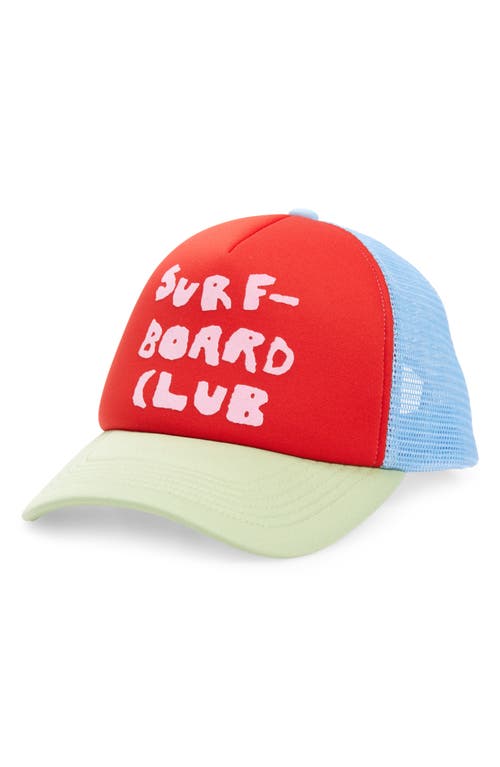 STOCKHOLM SURFBOARD CLUB Pete Logo Trucker Hat in Red And Green at Nordstrom