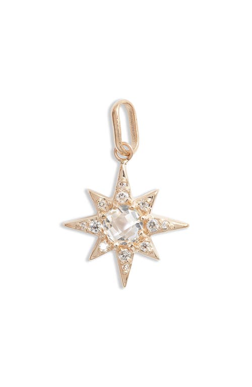 Anzie Starburst Diamond Pendant Charm In Gold/clear Topaz