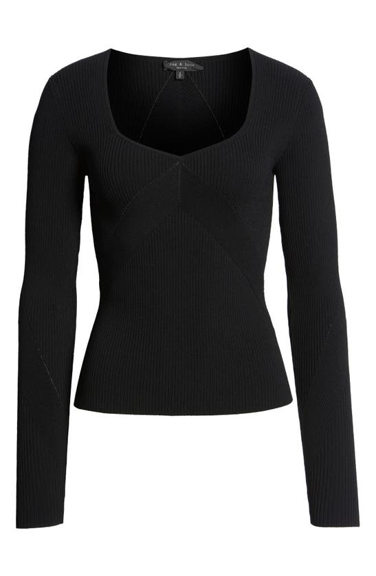 Rag & Bone Square Neck Ribbed Top In Black