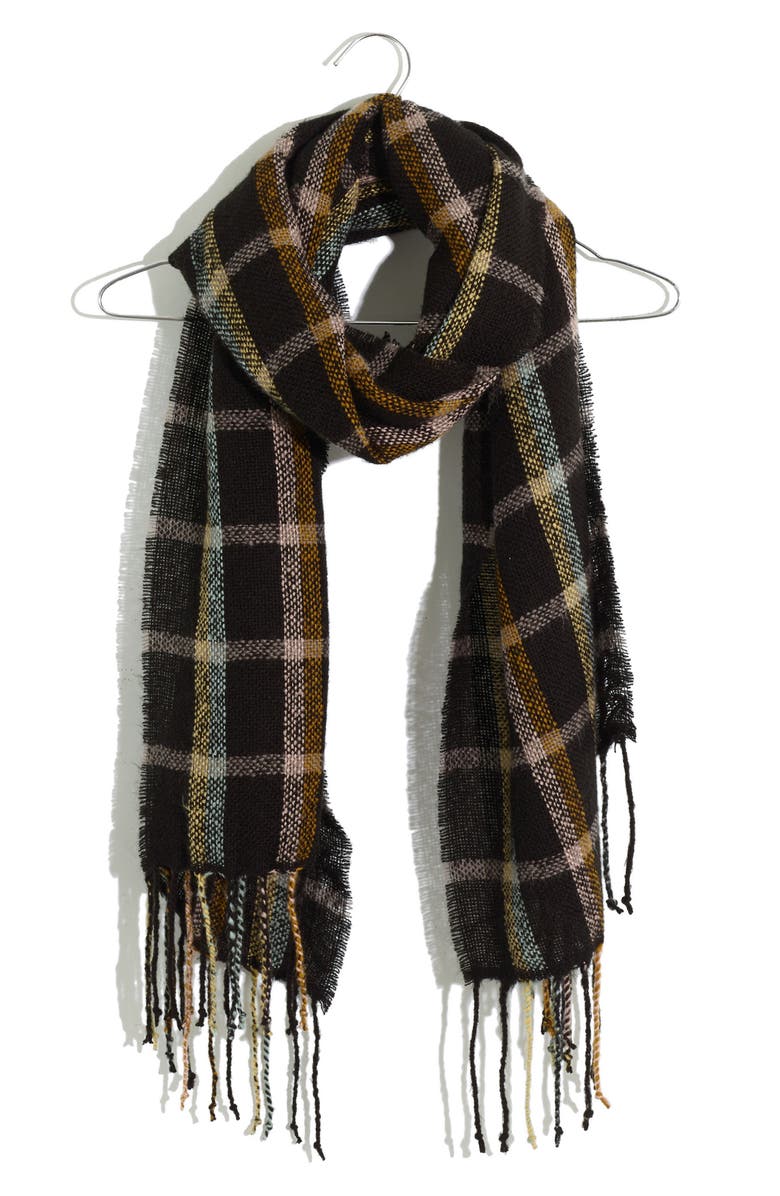 MADEWELL Gauzy Plaid Scarf, Main, color, VEERA MULTI PLAID ALMOND