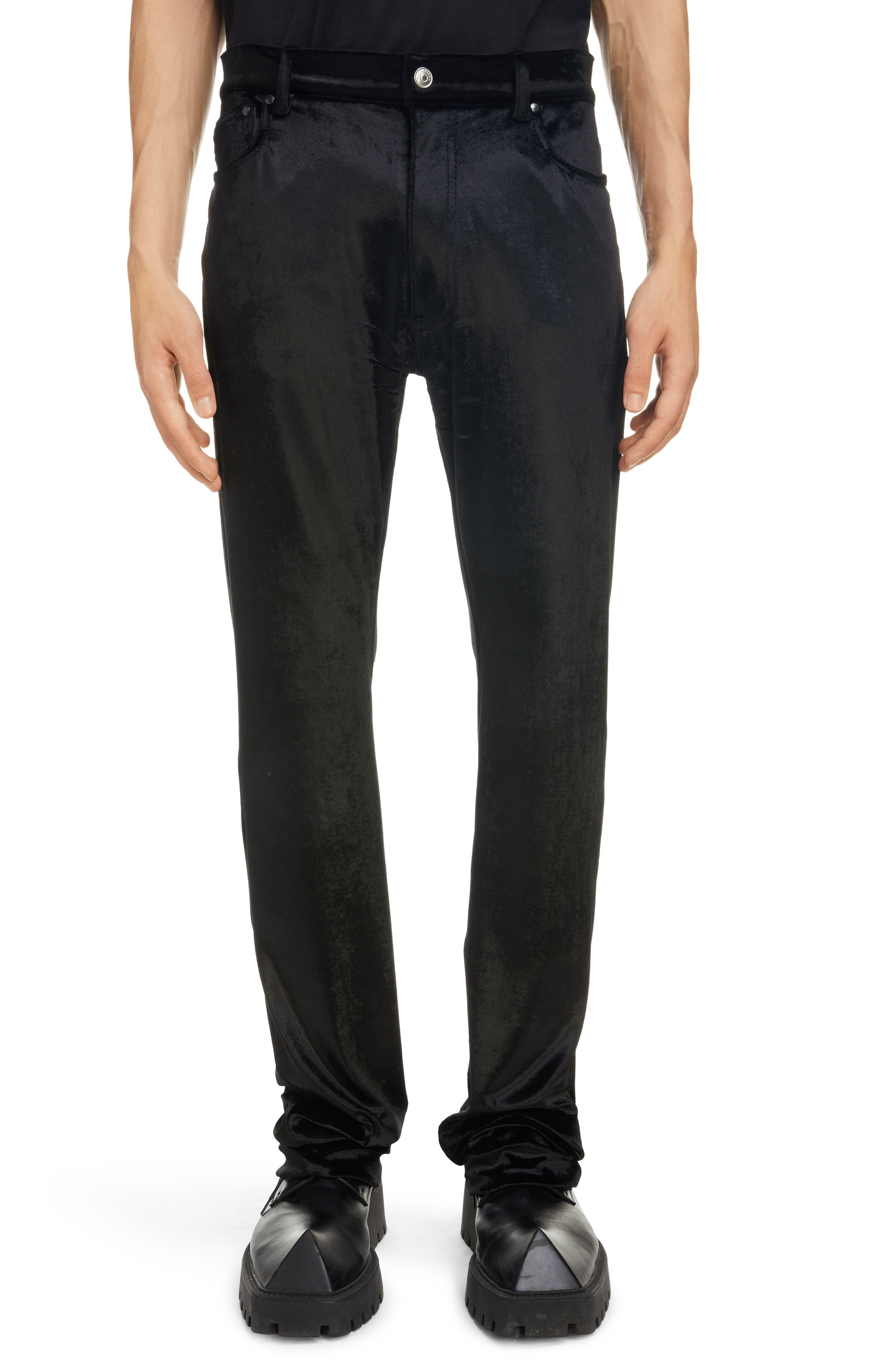 velvet black pants mens