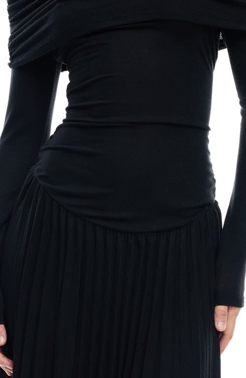 Shop Lioness Field Of Dreams Off The Shoulder Long Sleeve Maxi Dress In Onyx