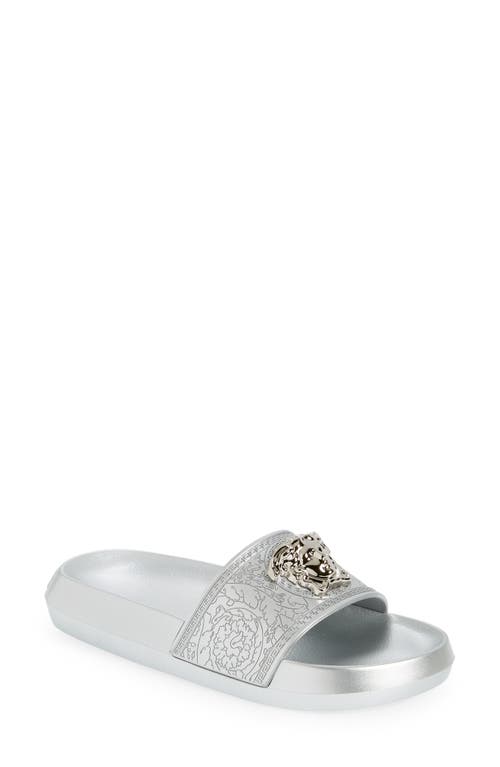 Versace Medusa Pool Slide in Silver at Nordstrom, Size 5Us