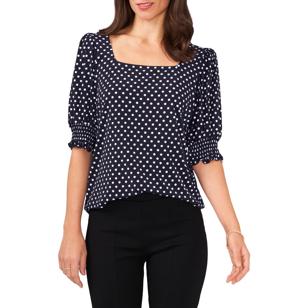 CHAUS CHAUS SQUARE NECK SMOCKED SLEEVE BLOUSE