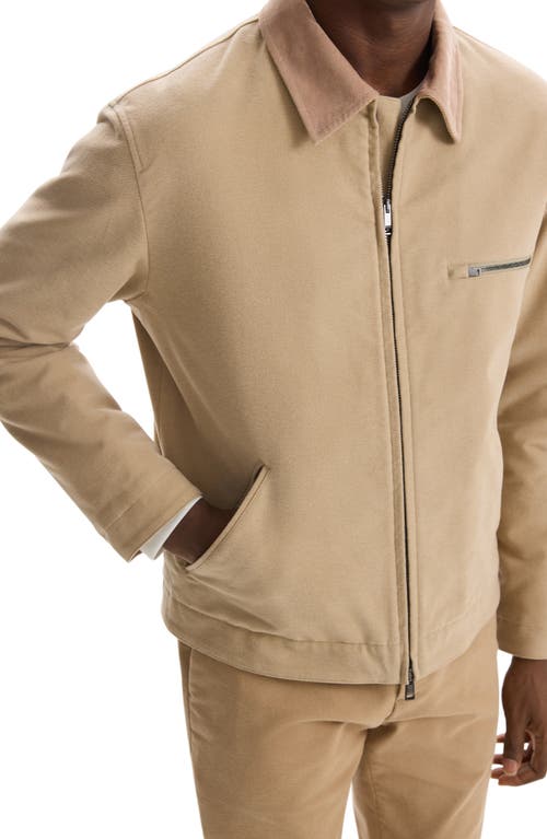 Shop Theory Zip-up Brushed Cotton Twill Jacket In New Camel