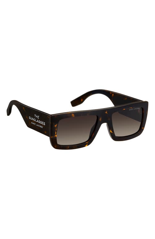Marc Jacobs 53mm Gradient Rectangular Sunglasses In Havana/brown Sf