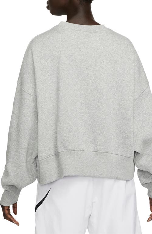 Shop Nike Phoenix Fleece Crewneck Sweatshirt In Dk Grey Heather/sail