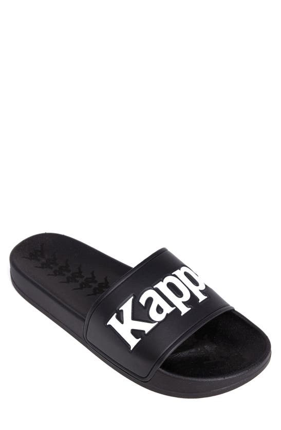 Kappa 222 Banda Adam 9 Logo Slide Sandals In Black White