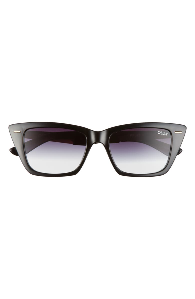 QUAY AUSTRALIA Prove It 52mm Cat Eye Sunglasses, Main, color, BLACK/ BLACK FADE