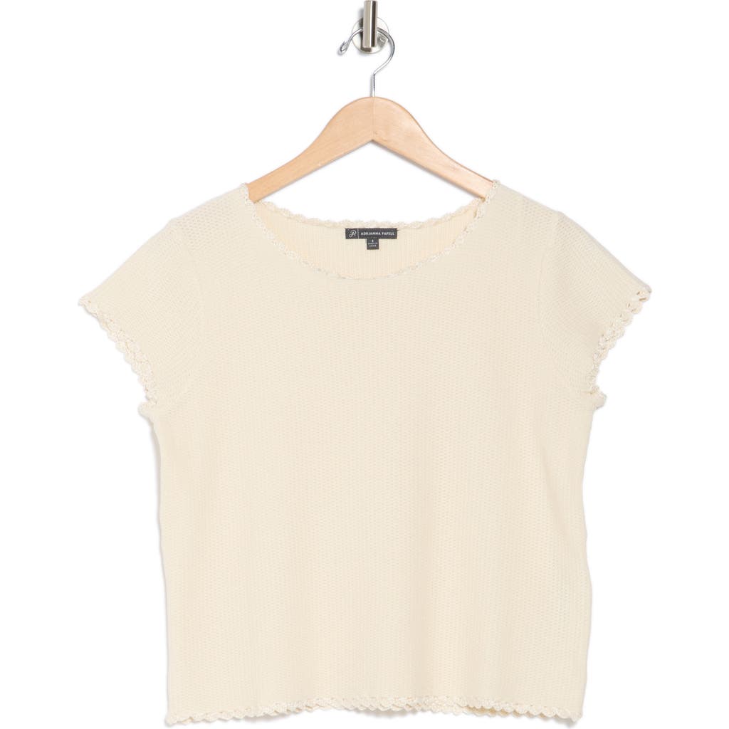 ADRIANNA PAPELL ADRIANNA PAPELL BOAT NECK CAP SLEEVE SEED STITCH SWEATER