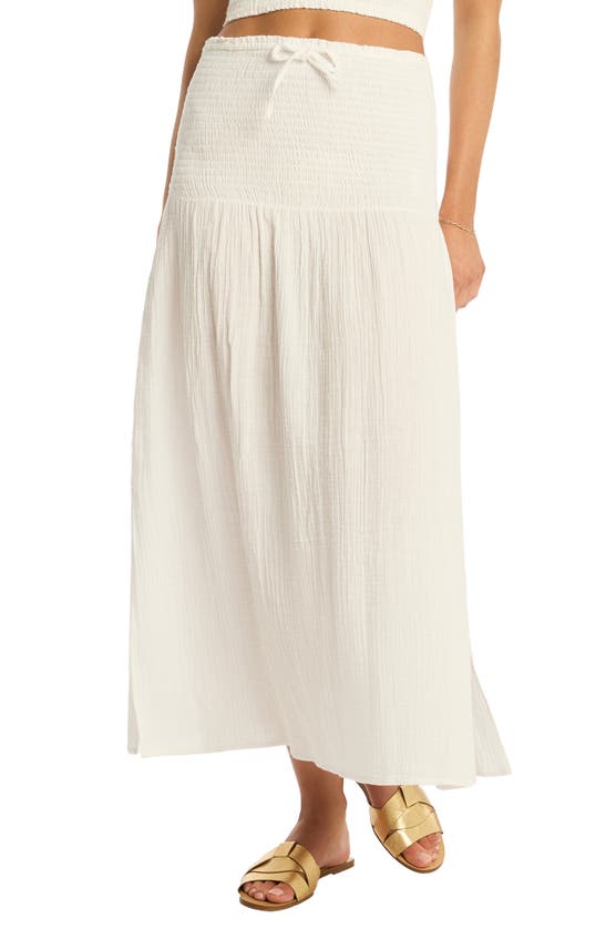 Shop Sea Level Sunset Beach Cotton Gauze Cover-up Skirt In White