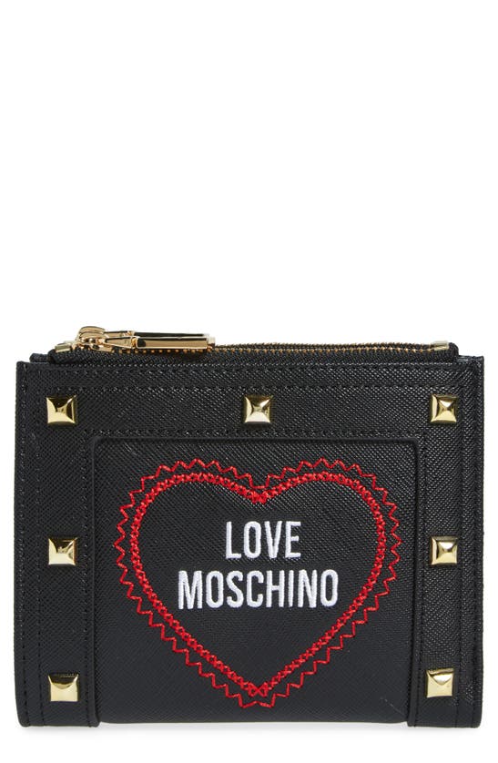 Shop Love Moschino Portafogli Faux Leather Card Case In Black