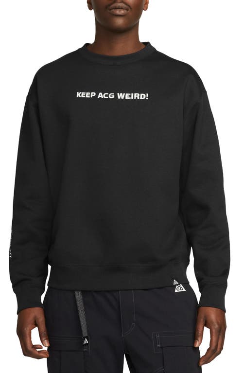 Nike Acg Therma-fit Crewneck Fleece Sweatshirt In Black/summit White