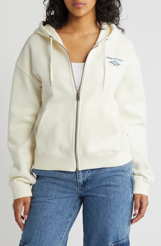 Shop Rip Curl Vacation Oversize Full Zip Hoodie In Bone